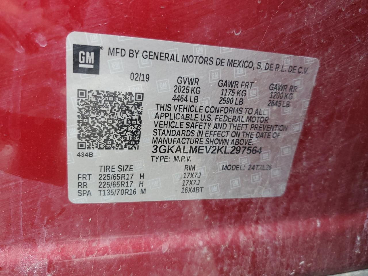 3GKALMEV2KL297564 2019 GMC Terrain Sle