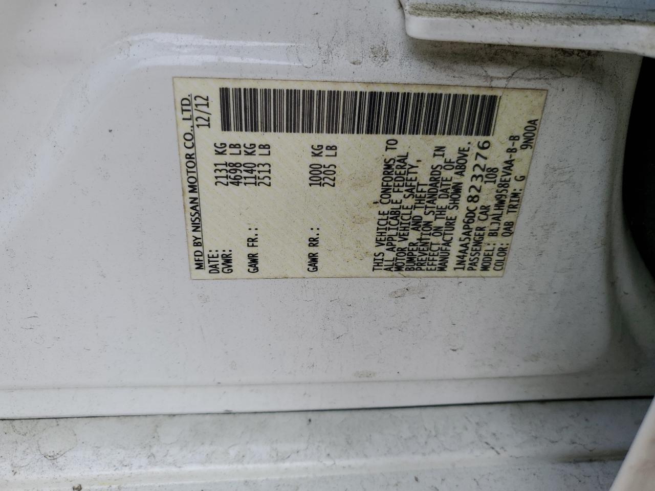 1N4AA5AP6DC823276 2013 Nissan Maxima S