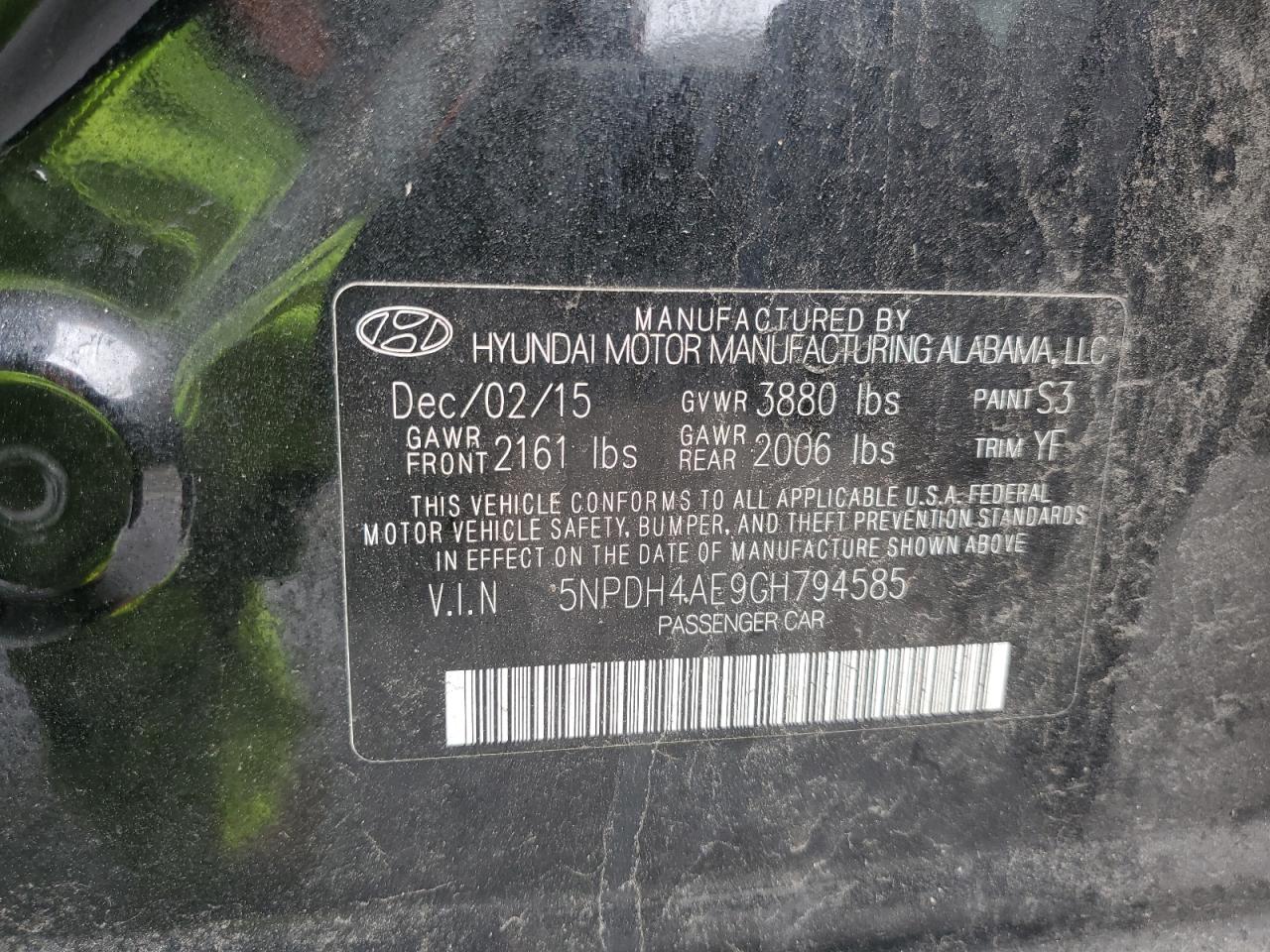 5NPDH4AE9GH794585 2016 Hyundai Elantra Se