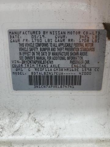 2019 Nissan Versa S VIN: 3N1CN7APXKL874741 Lot: 48136404