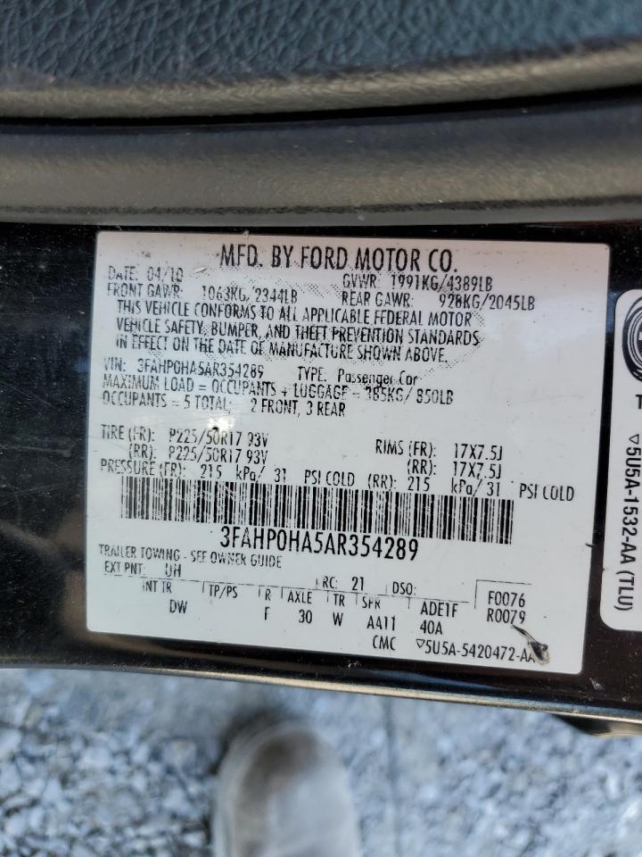3FAHP0HA5AR354289 2010 Ford Fusion Se