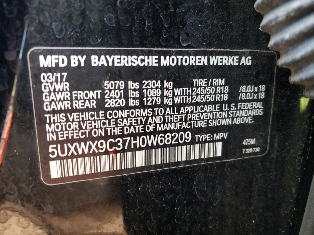 5UXWX9C37H0W68209 2017 BMW X3 xDrive28I