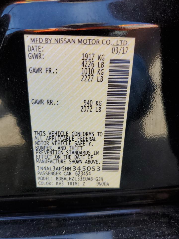 2017 Nissan Altima 2.5 vin: 1N4AL3AP5HN345053