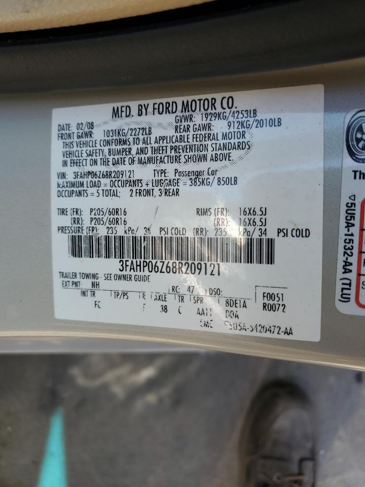 3FAHP06Z68R209121 2008 Ford Fusion S