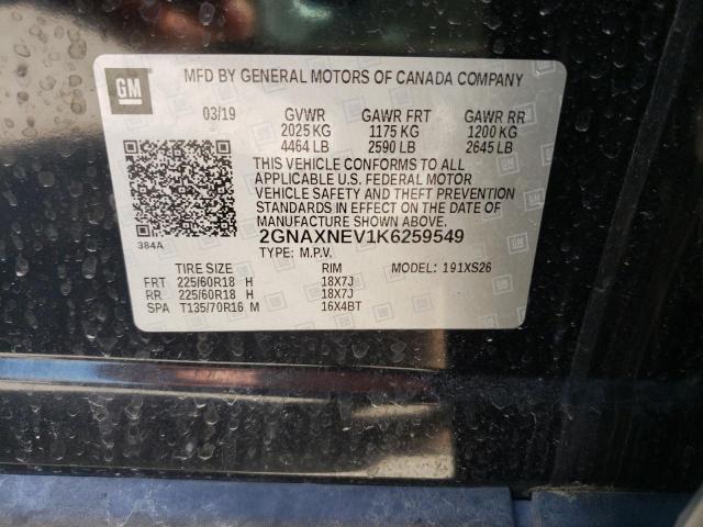 2019 Chevrolet Equinox Premier VIN: 2GNAXNEV1K6259549 Lot: 51245264