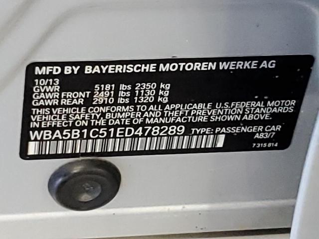 VIN WBA5B1C51ED478289 2014 BMW 5 Series, 535 I no.12