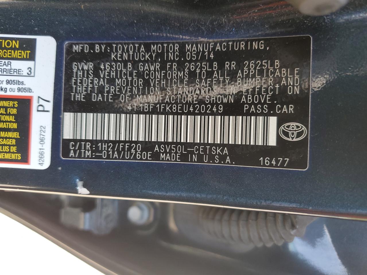 4T1BF1FK8EU420249 2014 Toyota Camry L