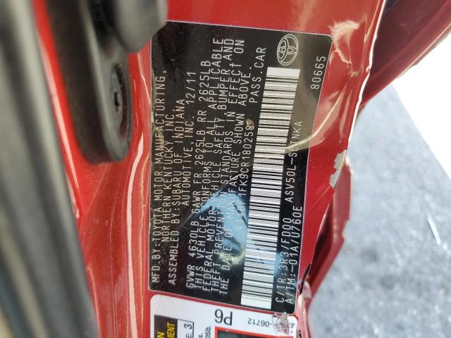 2012 Toyota Camry Base VIN: 4T4BF1FK9CR180258 Lot: 51646624