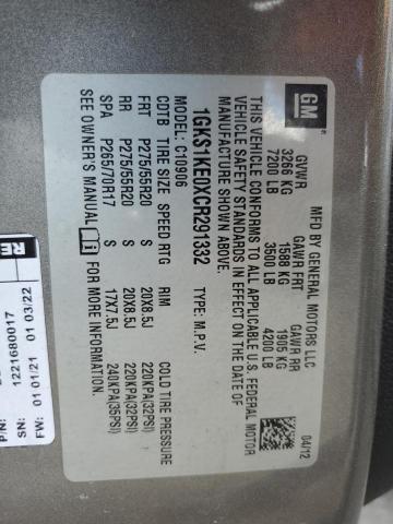 2012 GMC Yukon Xl C1500 Slt VIN: 1GKS1KE0XCR291332 Lot: 51848734