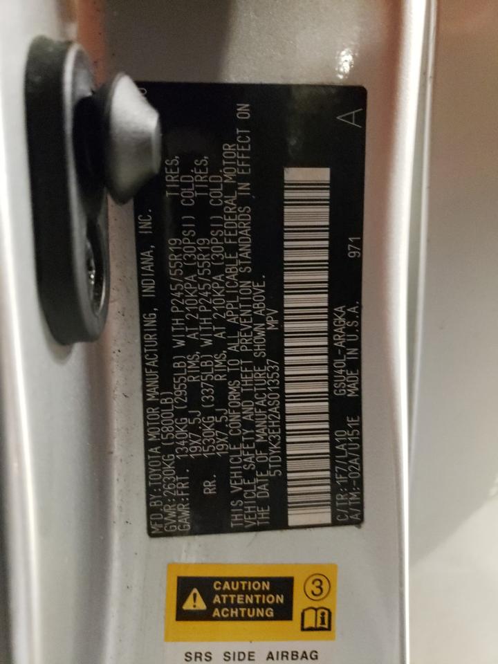 5TDYK3EH2AS013537 2010 Toyota Highlander Limited