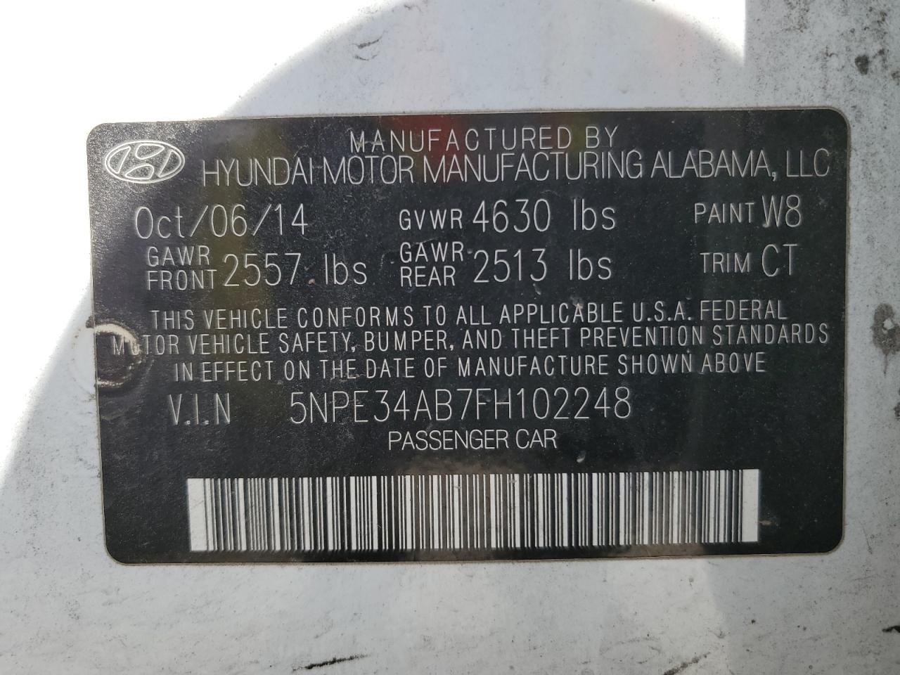 5NPE34AB7FH102248 2015 Hyundai Sonata Sport
