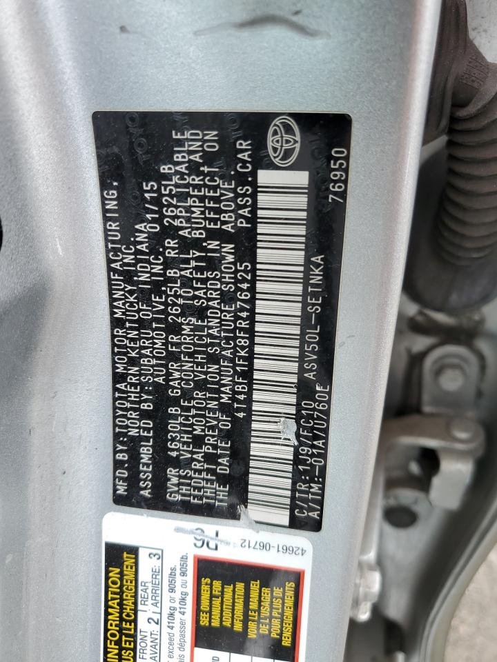 4T4BF1FK8FR476425 2015 Toyota Camry Le