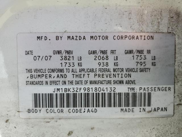 2008 Mazda 3 I VIN: JM1BK32F981804132 Lot: 47403454