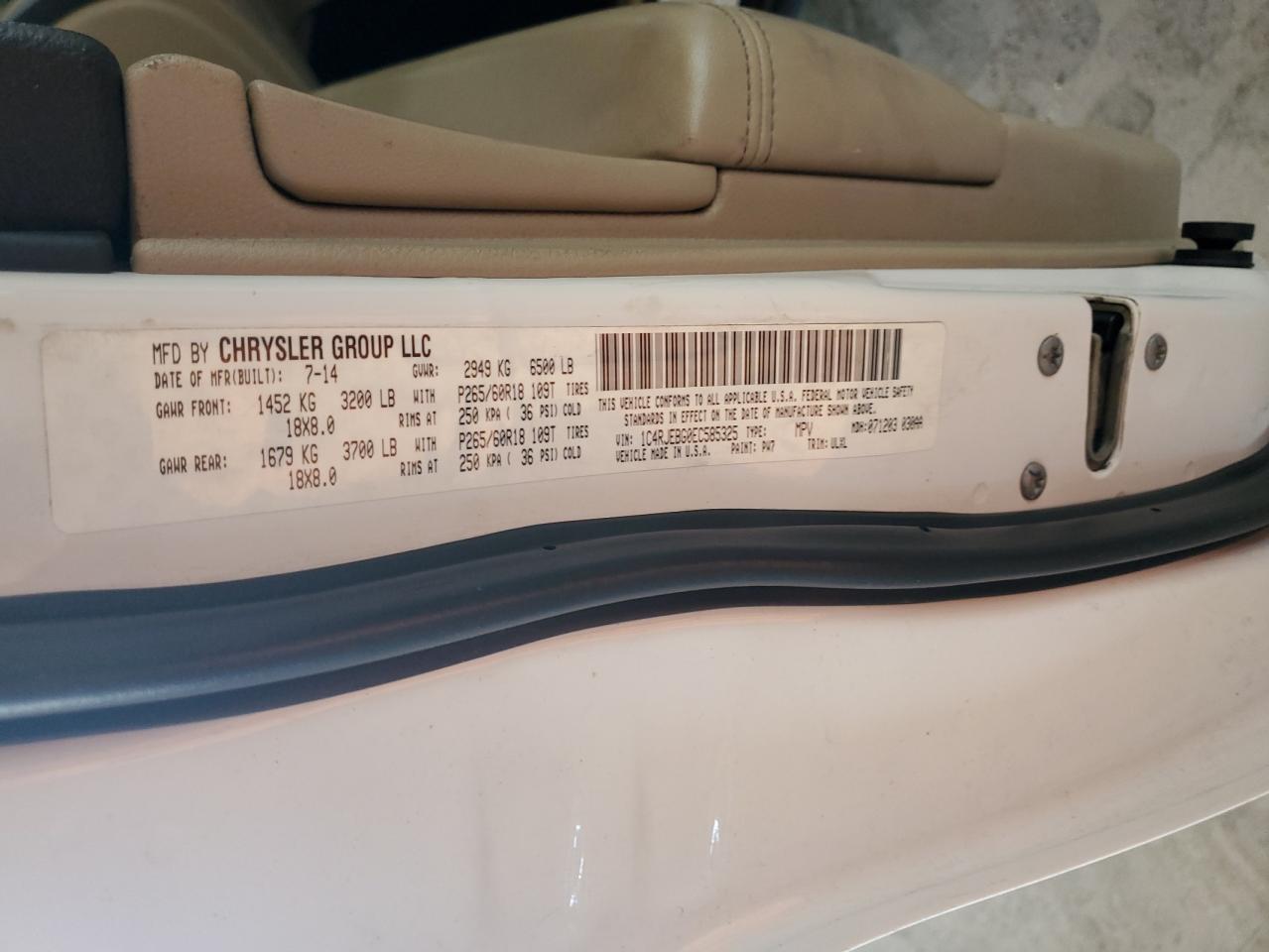 1C4RJEBG0EC585325 2014 Jeep Grand Cherokee Limited