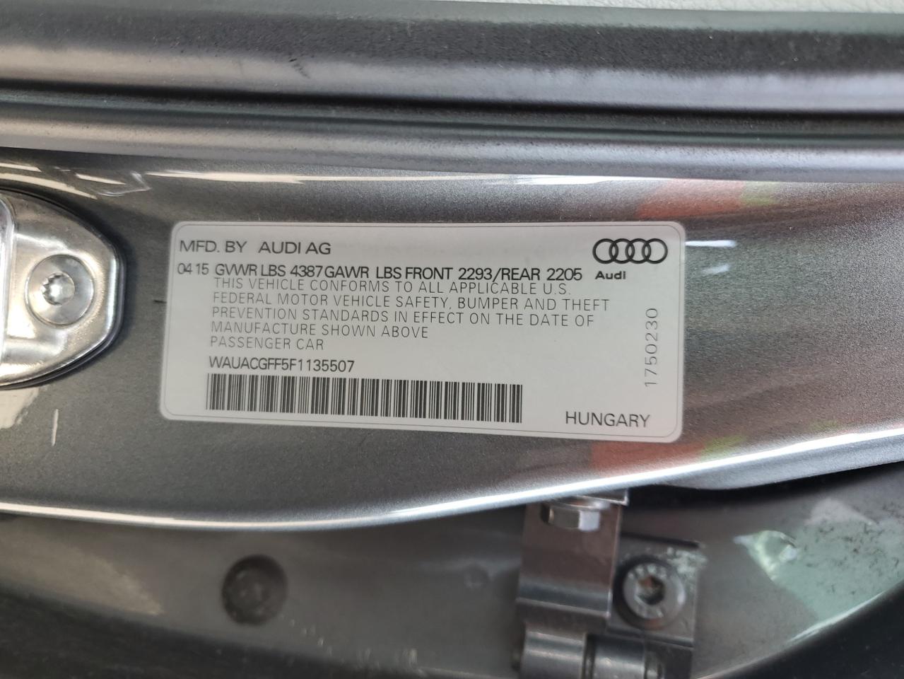 WAUACGFF5F1135507 2015 Audi A3 Premium