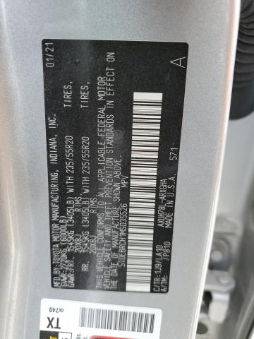 5TDEBRCH1MS035526 | 2021 Toyota highlander hybrid platinum