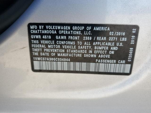 2016 VOLKSWAGEN PASSAT SEL - 1VWCS7A36GC034944