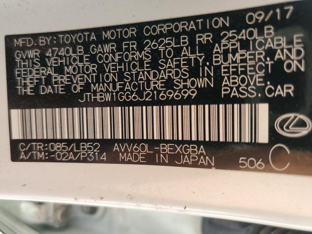 2018 LEXUS ES 300H JTHBW1GG6J2169699