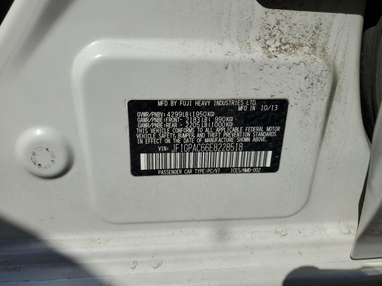 JF1GPAC66E8228518 2014 Subaru Impreza Premium