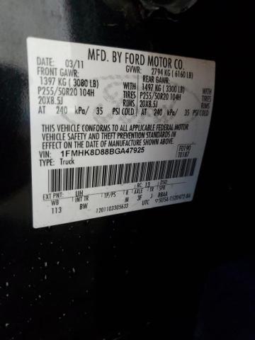 2011 Ford Explorer Xlt VIN: 1FMHK8D88BGA47925 Lot: 51789314