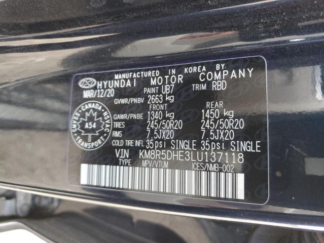 2020 Hyundai Palisade Limited VIN: KM8R5DHE3LU137118 Lot: 50676334