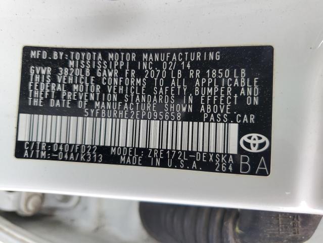 2014 Toyota Corolla L VIN: 5YFBURHE2EP095658 Lot: 50219514