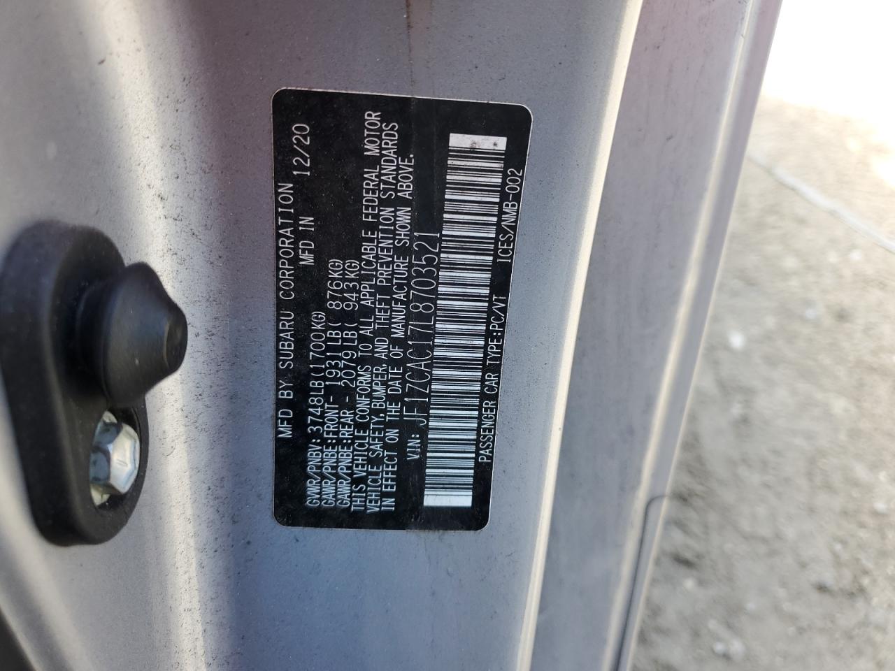 JF1ZCAC17L8703521 2020 Subaru Brz Limited