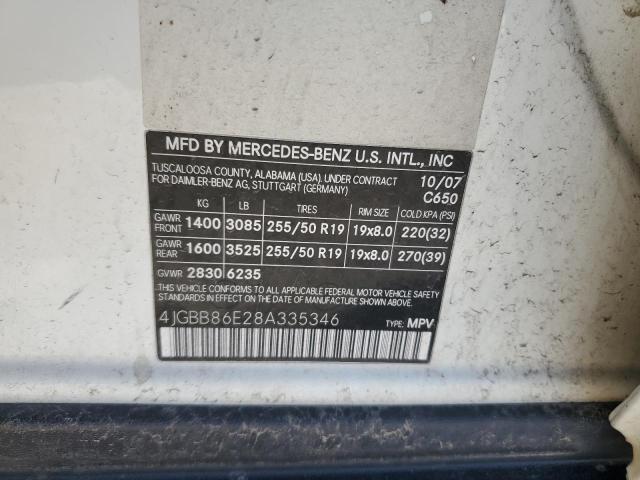 Lot #2470657112 2008 MERCEDES-BENZ ML 350 salvage car