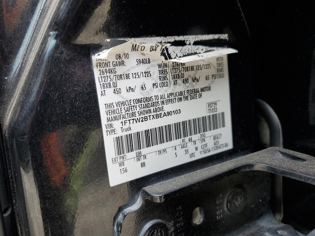 1FT7W2BTXBEA90103 2011 Ford F250 Super Duty