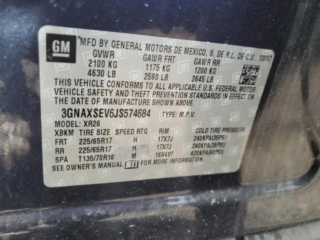 2018 Chevrolet Equinox Lt VIN: 3GNAXSEV6JS574684 Lot: 51407264