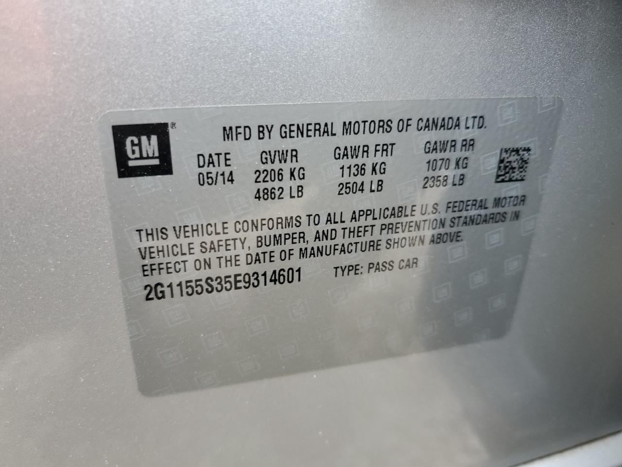 2G1155S35E9314601 2014 Chevrolet Impala Ltz