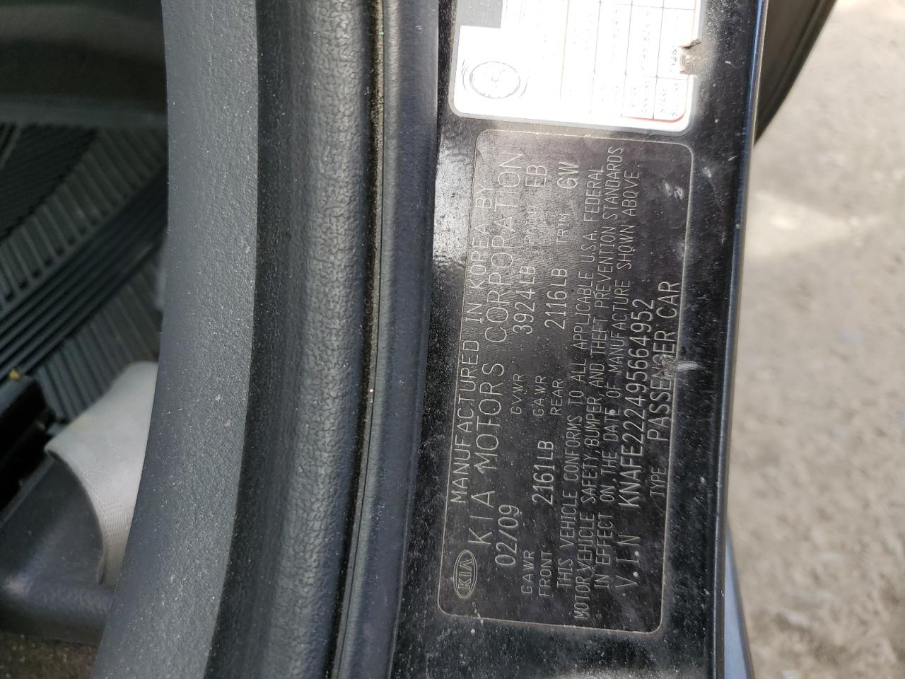 KNAFE222495664952 2009 Kia Spectra Ex