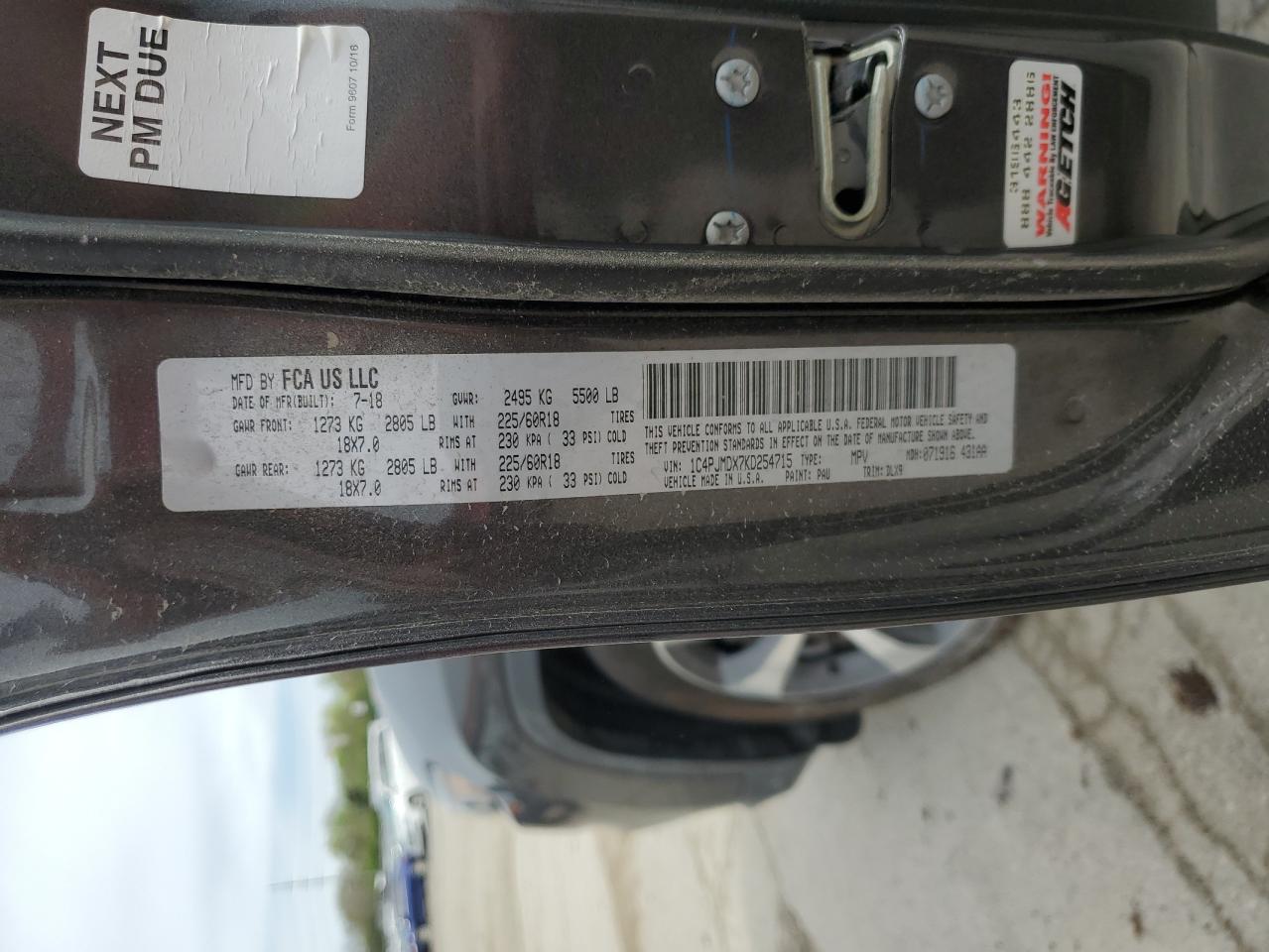 1C4PJMDX7KD254715 2019 Jeep Cherokee Limited