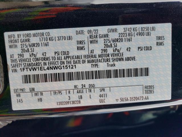 2022 FORD F150 LIGHT - 1FTVW1EL4NWG15121