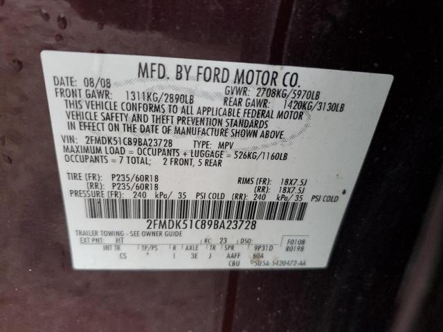 2FMDK51C89BA23728 2009 Ford Flex Se