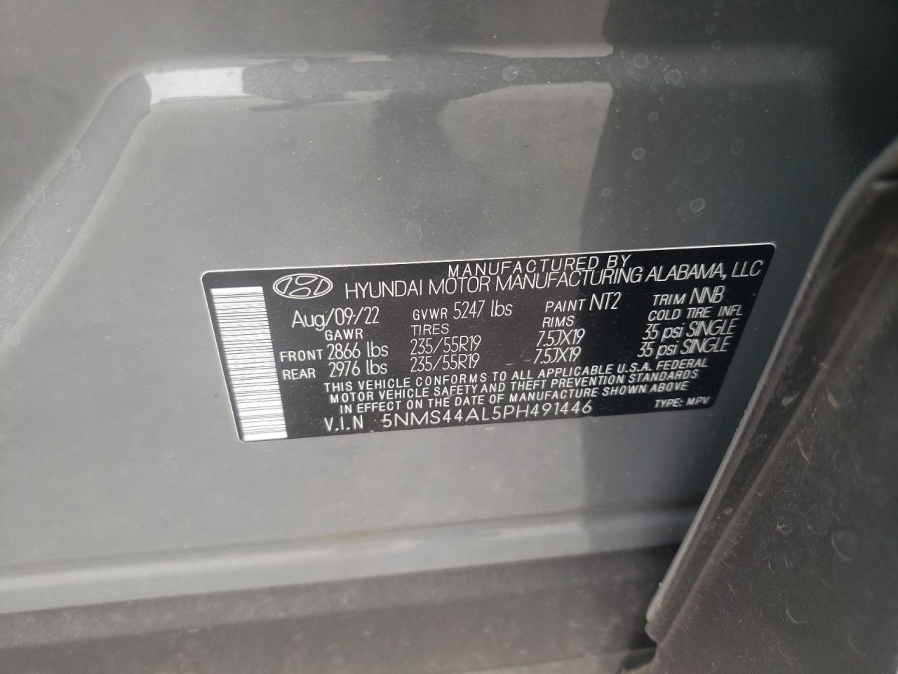 5NMS44AL5PH491446 2023 Hyundai Santa Fe Limited