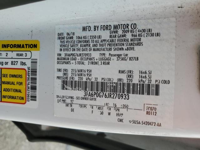 VIN 3FA6P0G76JR270933 2018 Ford Fusion, S no.12