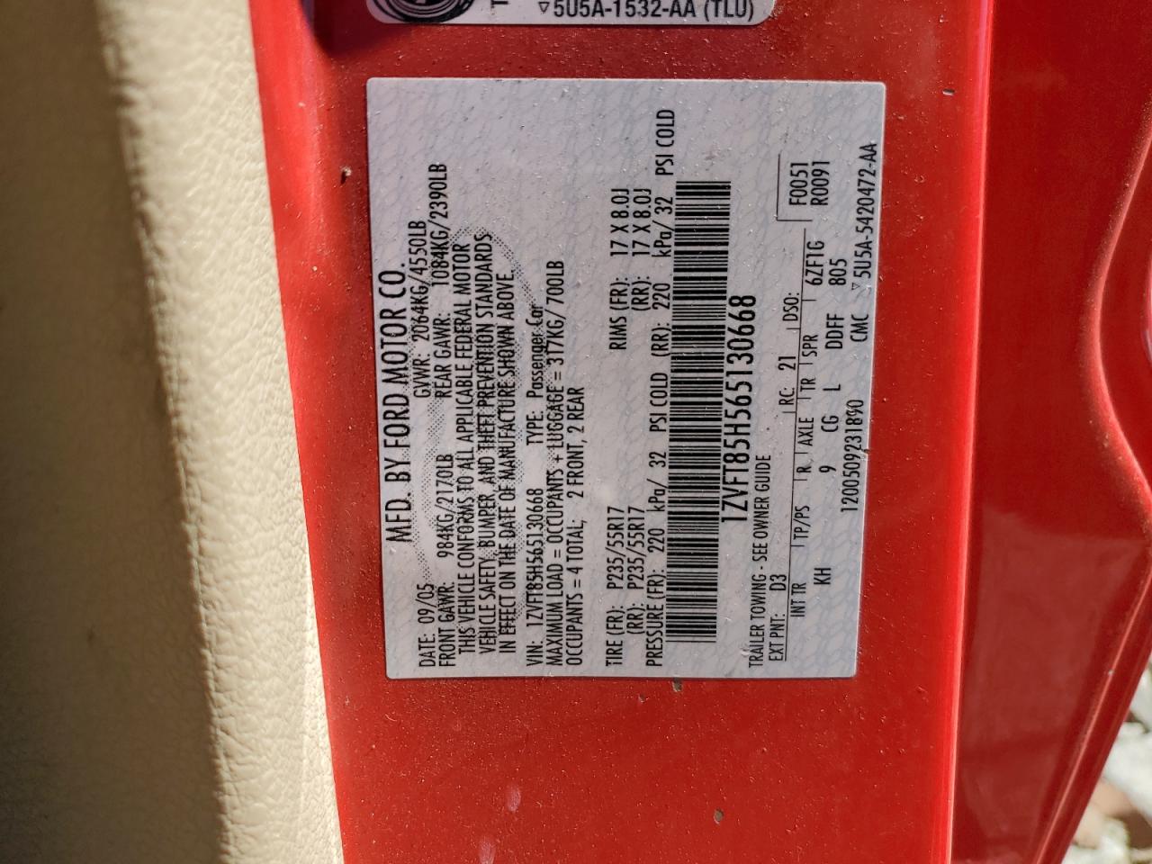 1ZVFT85H565130668 2006 Ford Mustang Gt