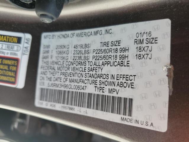 2016 HONDA CR-V TOURI - 5J6RM3H96GL006047