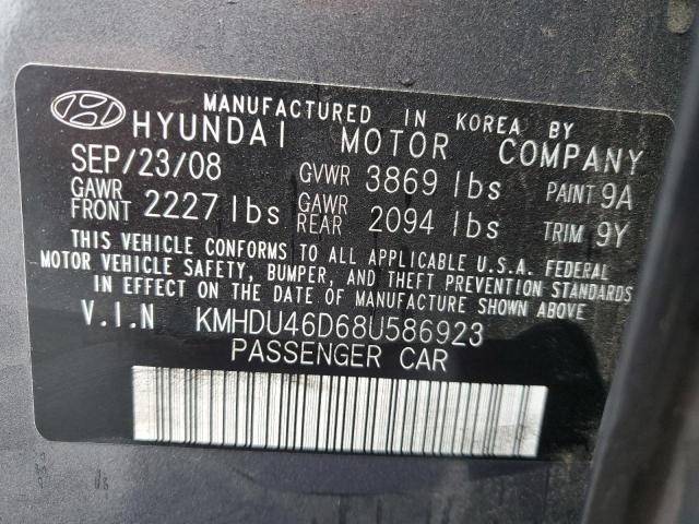 2008 Hyundai Elantra Gls VIN: KMHDU46D68U586923 Lot: 52395464