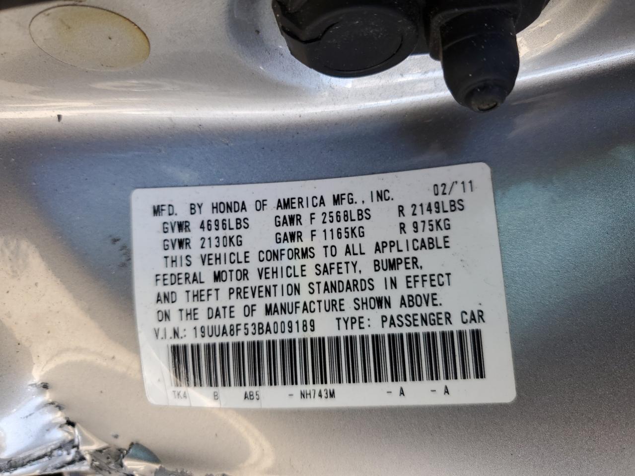 19UUA8F53BA009189 2011 Acura Tl
