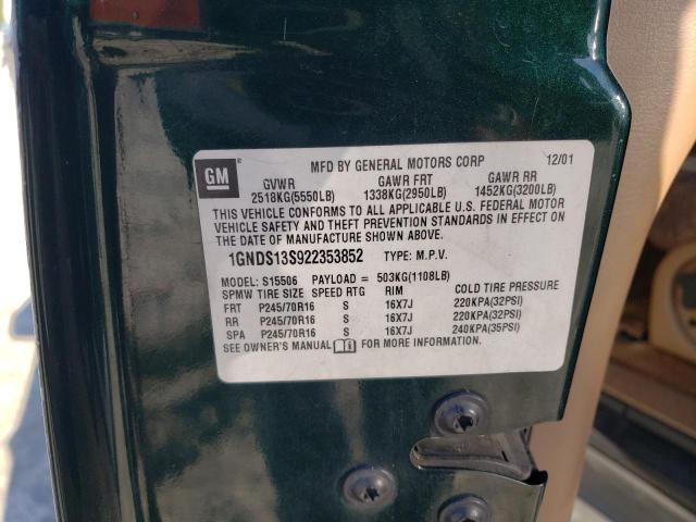 2002 Chevrolet Trailblazer VIN: 1GNDS13S922353852 Lot: 49429034