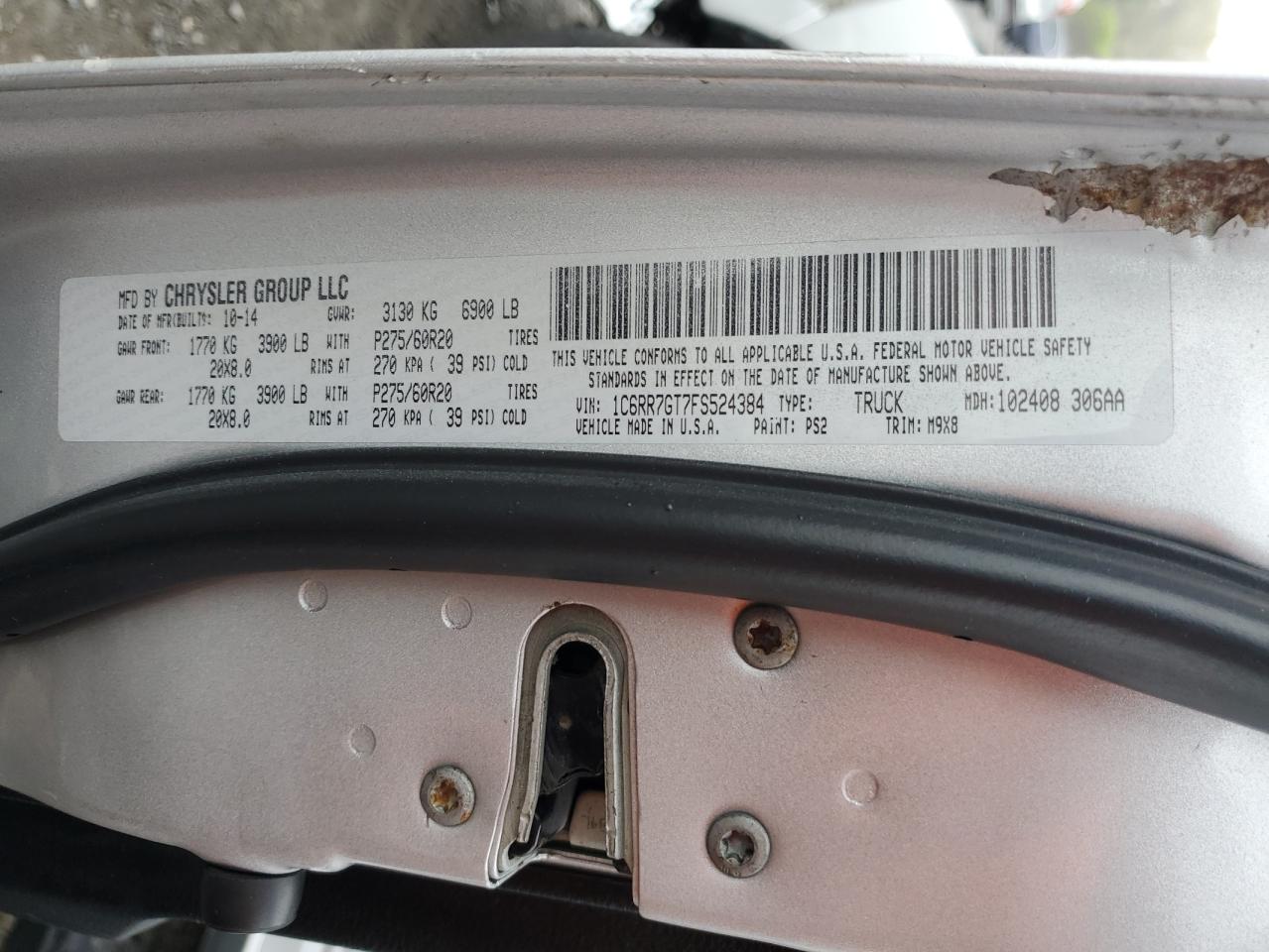 1C6RR7GT7FS524384 2015 Ram 1500 Slt