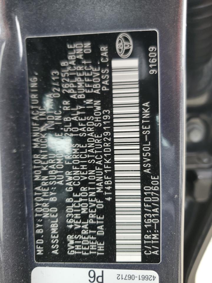 4T4BF1FK1DR291193 2013 Toyota Camry L