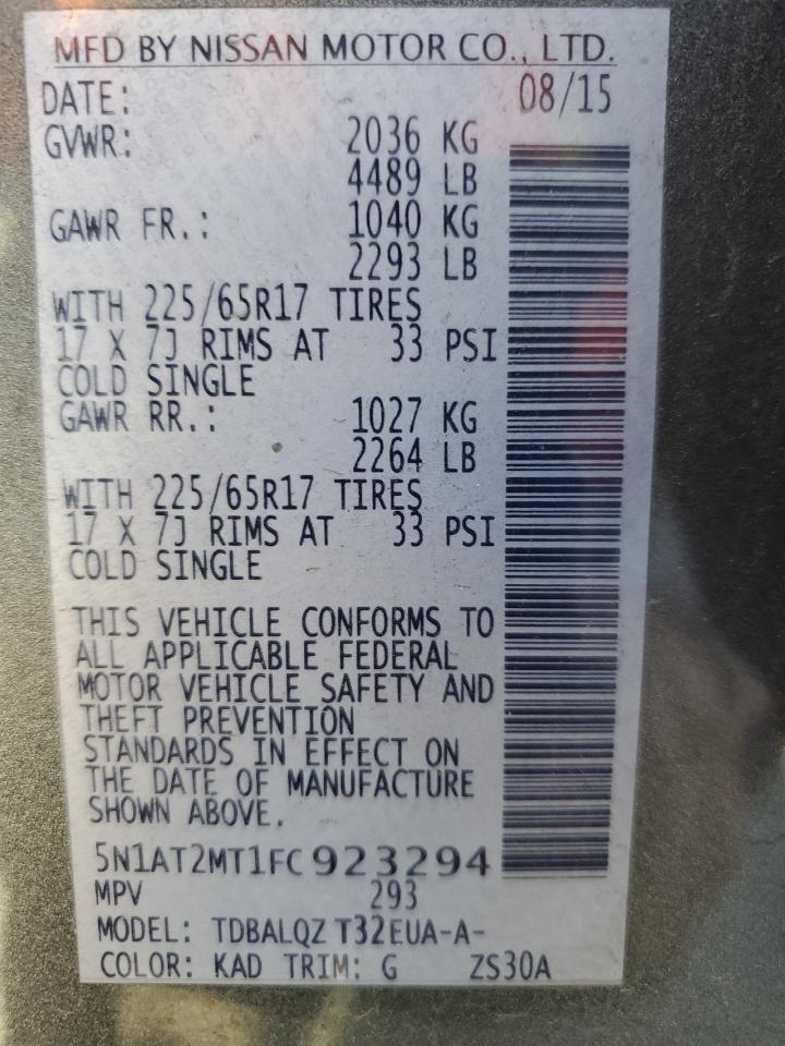 5N1AT2MT1FC923294 2015 Nissan Rogue S