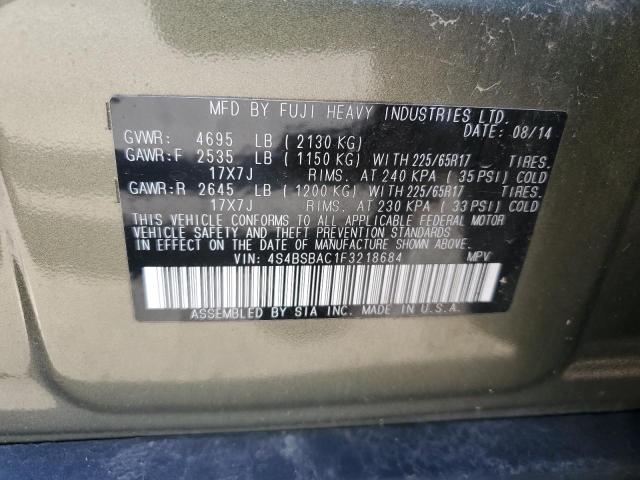 2015 Subaru Outback 2.5I VIN: 4S4BSBAC1F3218684 Lot: 51622864