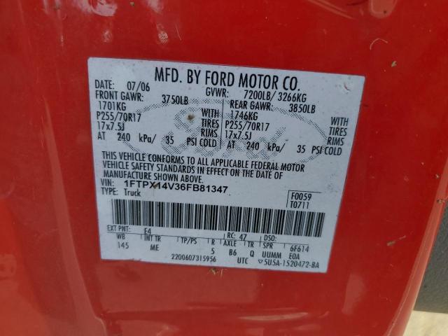 2006 Ford F150 VIN: 1FTPX14V36FB81347 Lot: 51172394