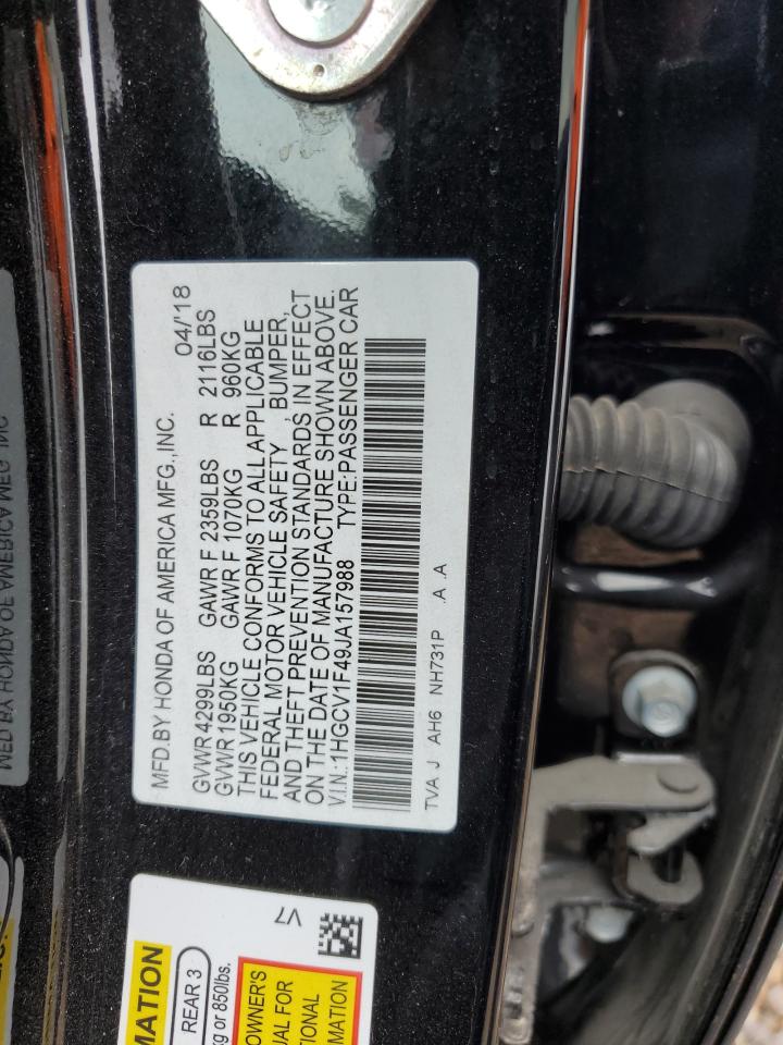 1HGCV1F49JA157988 2018 Honda Accord Ex