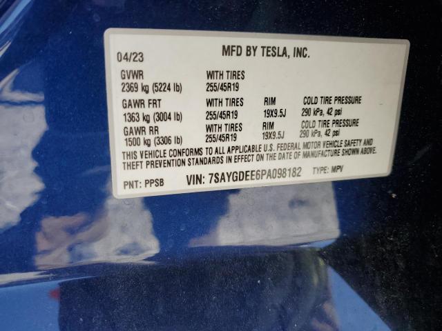 2023 Tesla Model Y VIN: 7SAYGDEE6PA098182 Lot: 50759134