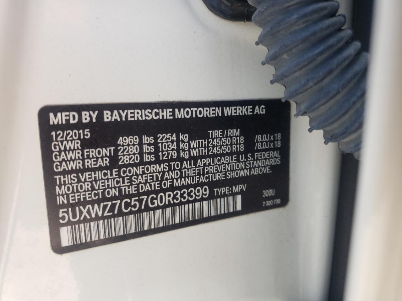 5UXWZ7C57G0R33399 2016 BMW X3 Sdrive28I